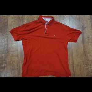 Red collared Tommy Hilfiger shirt